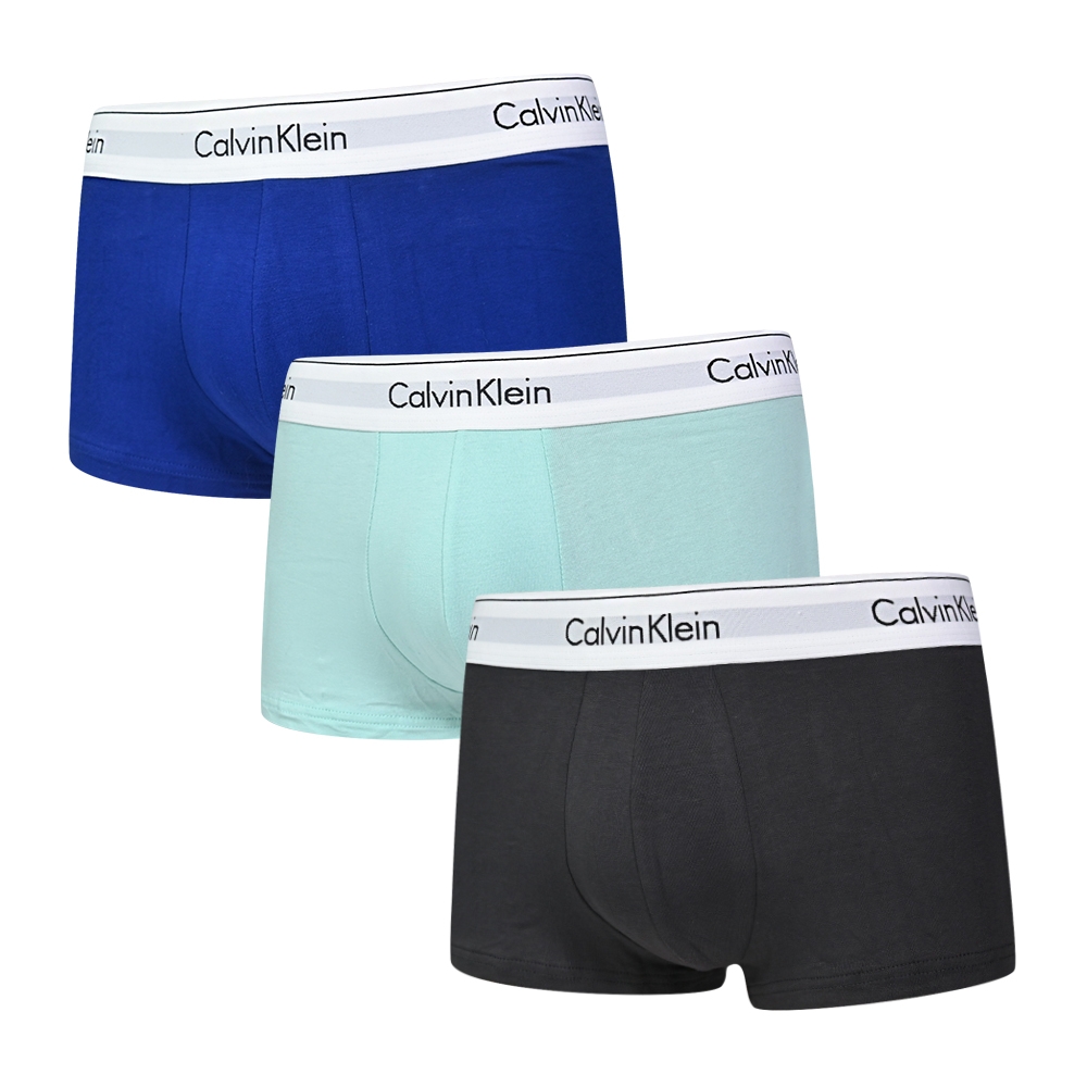 Calvin Klein Modern Cotton Stretch 男內褲 高彈性棉質短版合身四角褲/CK內褲-黑、寶藍、蘋果綠 三入組