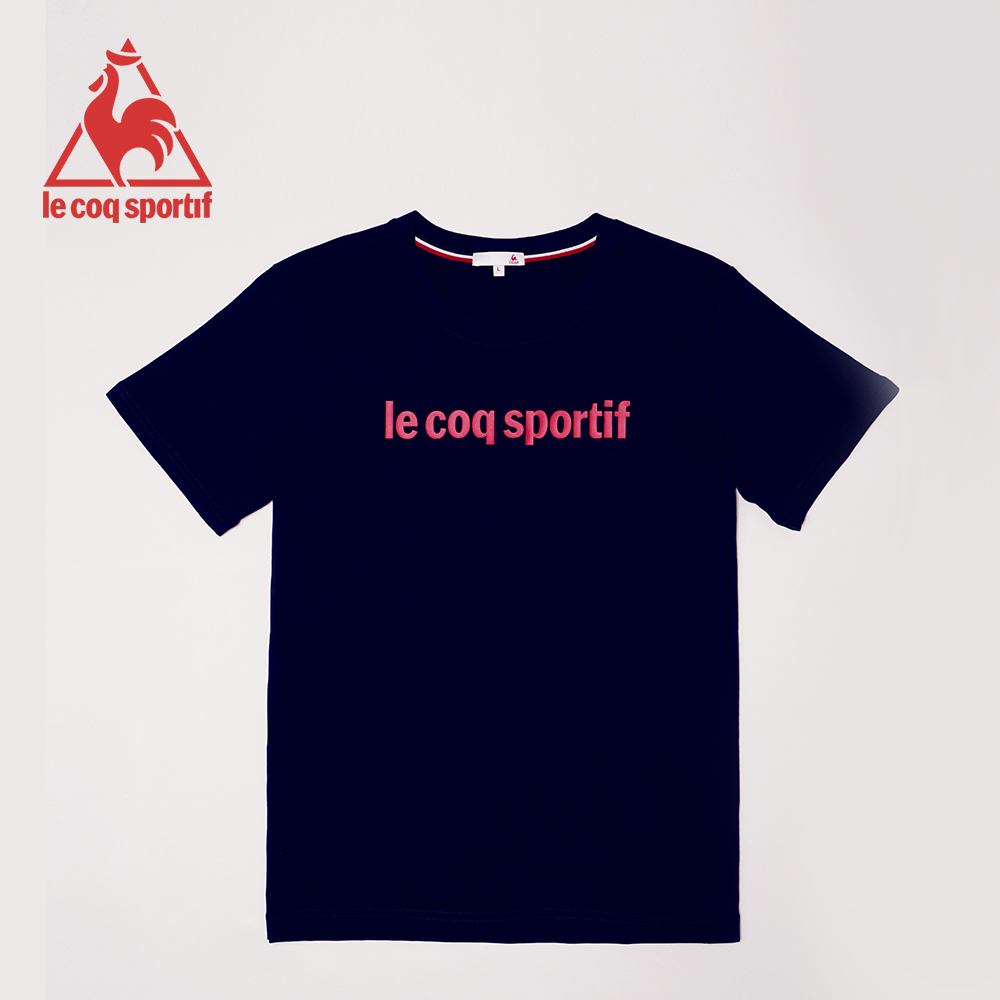 le coq sportif 法國公雞牌經典文字LOGO圓領短袖T恤 男女-丈青