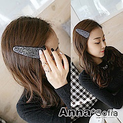 AnnaSofia 圓弧蔥點亮片 純手工大髮夾邊夾(黑銀混和系)