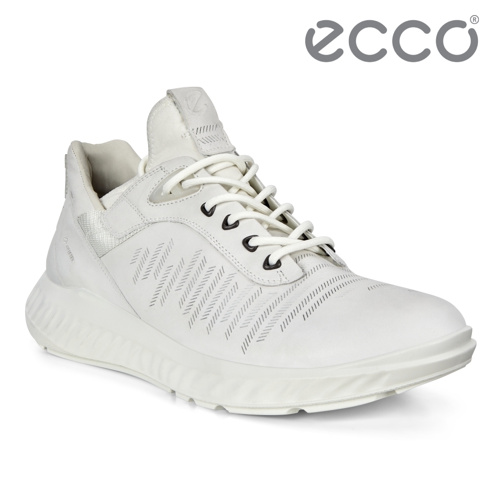 ECCO ST.1 LITE M 皮革防水運動休閒鞋 男-白