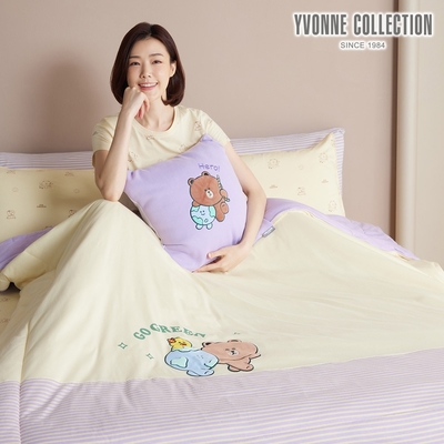 YVONNE 以旺傢飾 好友地球 雙人四季被(6x7呎) -鵝絨黃（LINE FRIENDS）