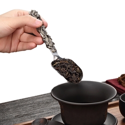 PUSH!品茗喝茶具 不銹鋼茶勺茶則茶鏟茶葉勺子取茶葉匙茶具配件立體雕花茶勺T12