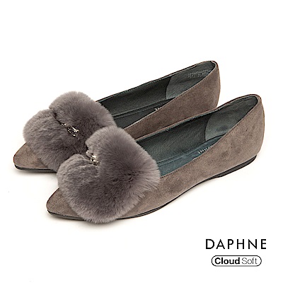 達芙妮DAPHNE 平底鞋-軟毛絨布金屬別飾平底鞋-灰