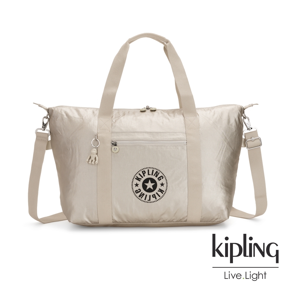 Kipling 都會時髦霧金色經典LOGO手提側背包-ART M