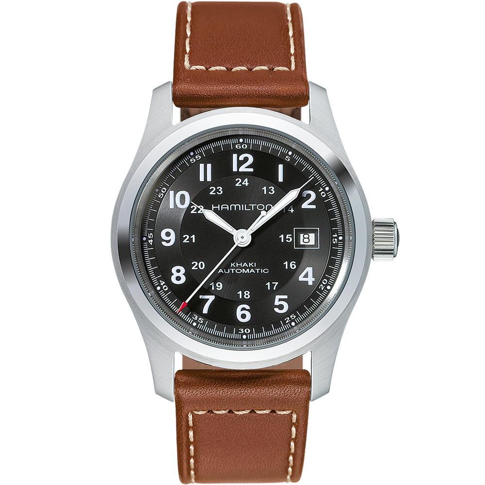 HAMILTON Khaki 軍用機械腕錶-黑/42mm