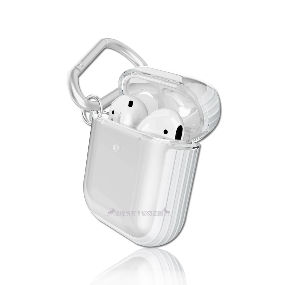 X-Doria 刀鋒 Airpods 1/2代通用 輕翼糖果色 抗震保護殼套(簡約白) 附掛勾