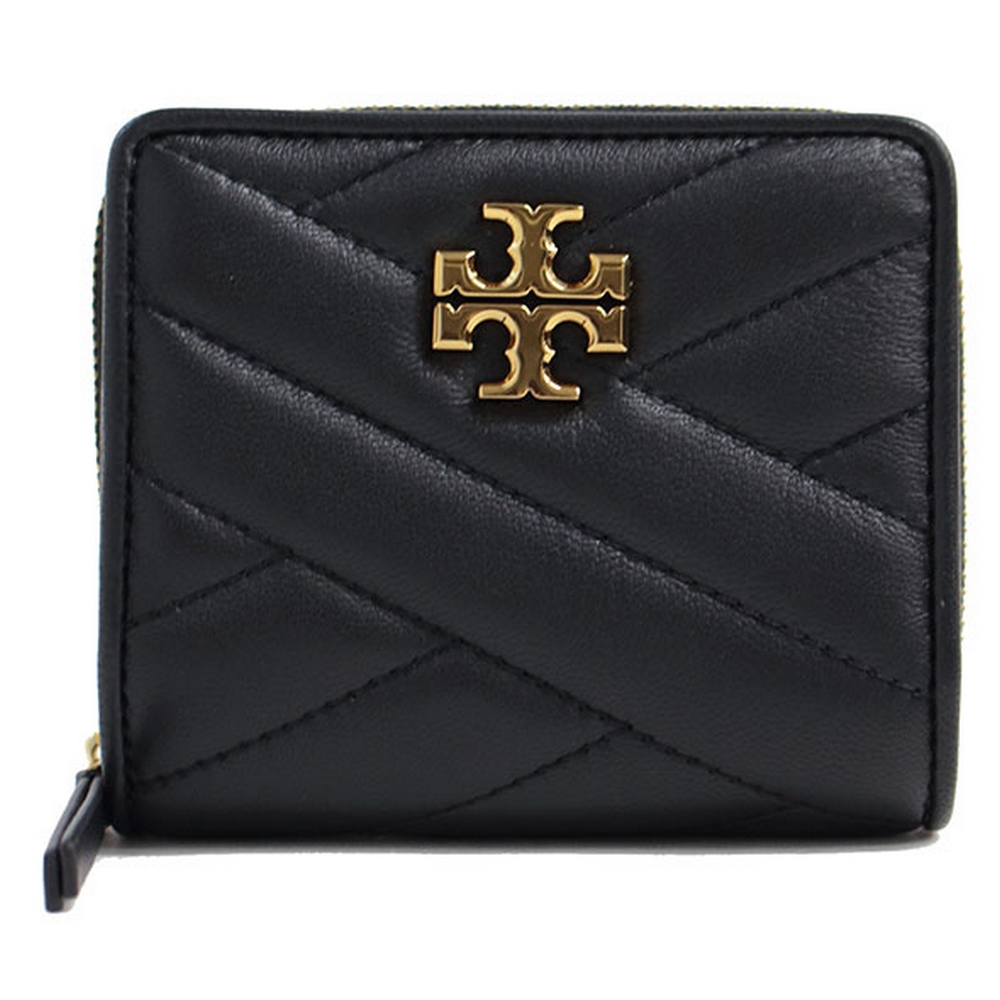 TORY BURCH KIRA CHEVRON 雙T金屬LOGO壓紋釦式短夾-黑| 短夾| Yahoo