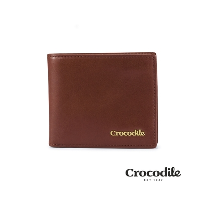 Crocodile 鱷魚皮件 男皮夾 義大利植鞣皮 Naturale5系列 8卡 雙鈔 0103-11005-咖啡色