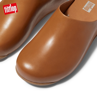 【FitFlop】Shuv Leather 經典舒適木屐鞋穆勒鞋-女(淺褐色)