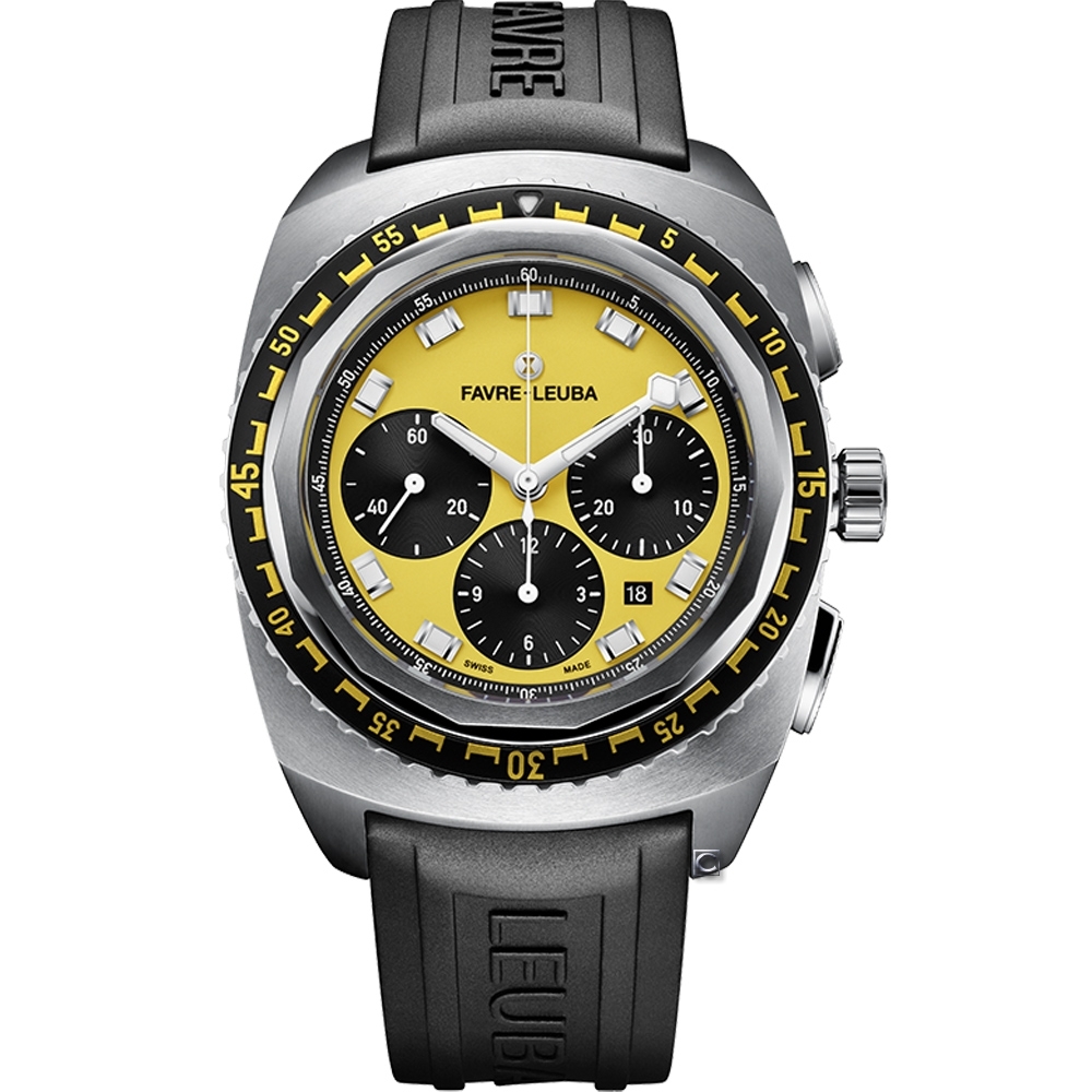Favre-Leuba域峰表RAIDER系列SEA SKY腕錶-黃x黑膠帶/44mm