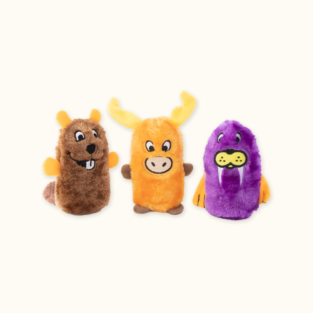 ZippyPaws 毛茸茸夥伴-海狸、駝鹿、海象 (狗狗玩具 有聲玩具 啾啾聲)