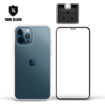 T.G iPhone 12 Pro Max 6.7吋 手機保護超值3件組(透明空壓殼+鋼化膜+鏡頭貼)