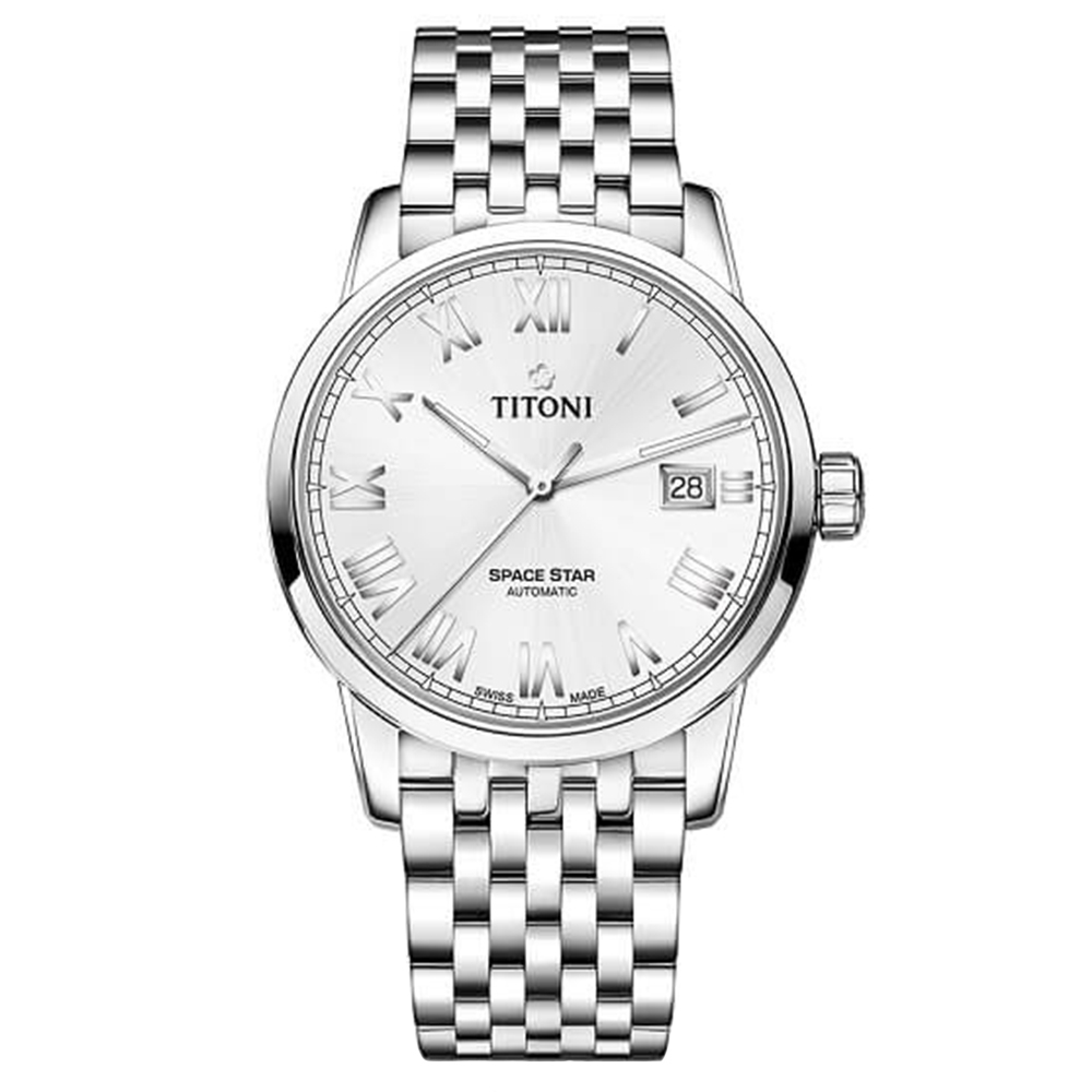 TITONI 梅花錶 天星系列 簡約羅馬機械腕錶 40mm / 83538S-561