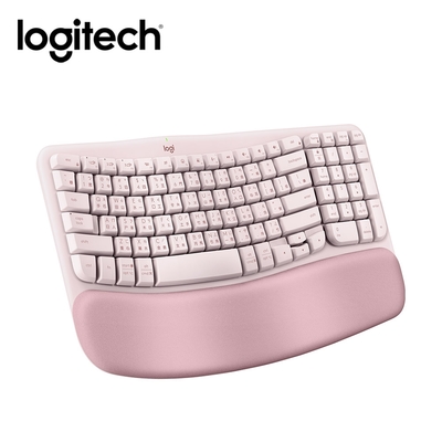 羅技 Wave Keys 人體工學鍵盤-玫瑰粉