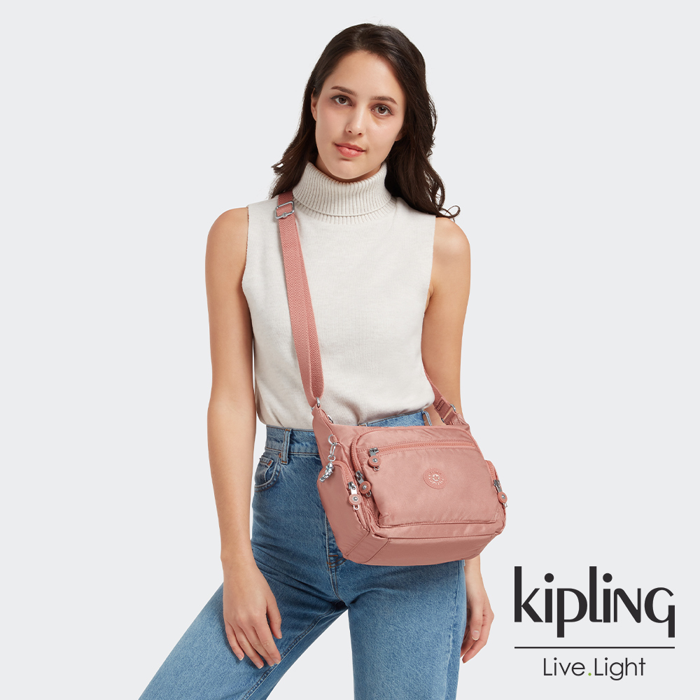 Kipling 溫暖牛奶玫瑰粉多袋實用側背包-GABBIE S