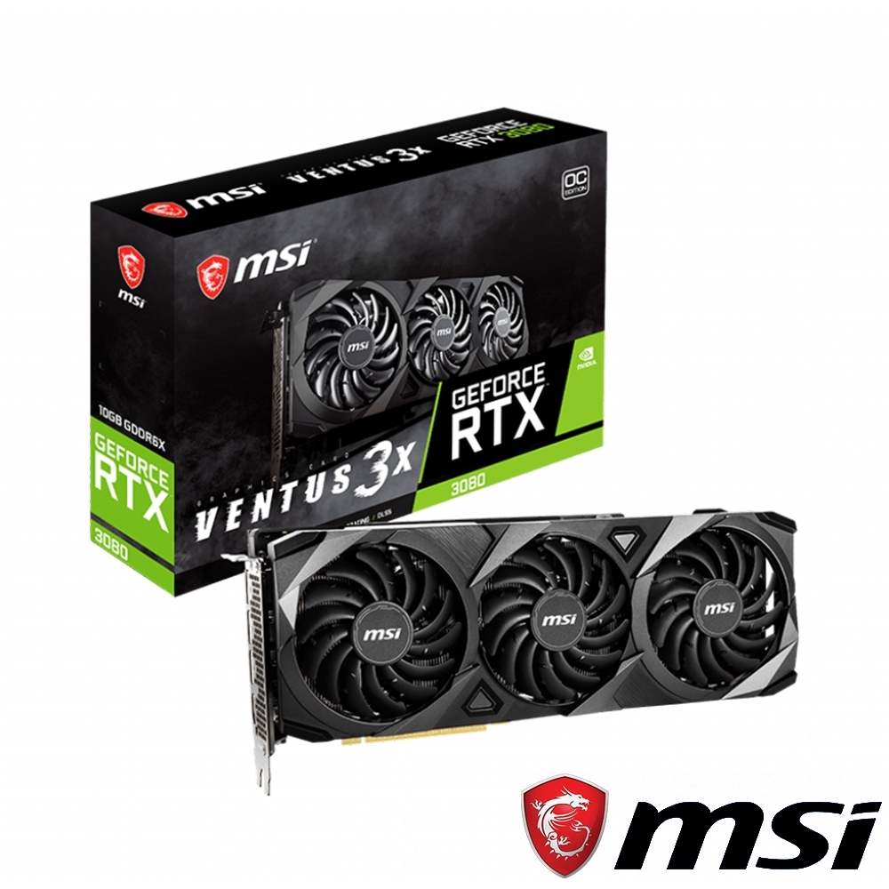 MSI微星 GeForce RTX3080 VENTUS 3X 10G OC 顯示卡