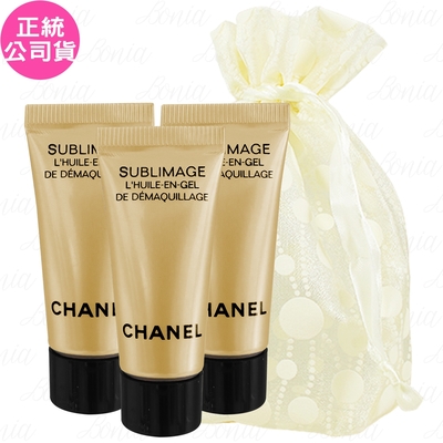 CHANEL 香奈兒 奢華金燦洗卸精萃(5ml)*3旅行袋組(公司貨)