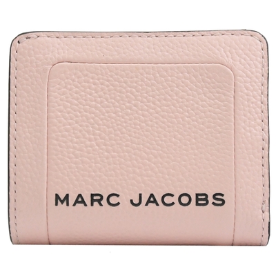 MARC JACOBS 經典LOGO荔枝牛皮釦式零錢短夾(櫻花粉)