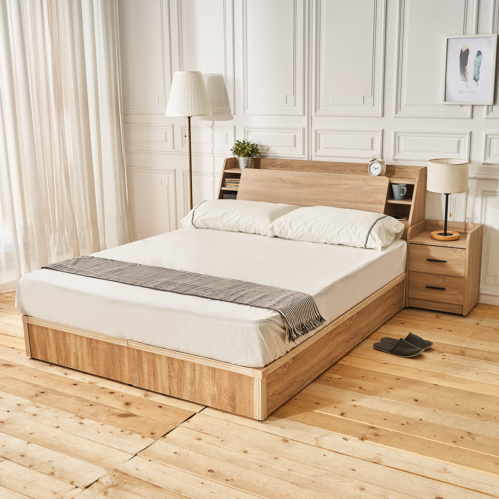時尚屋 亞伯特5尺床箱型4件房間組-床箱+床底+床頭櫃2個+床墊