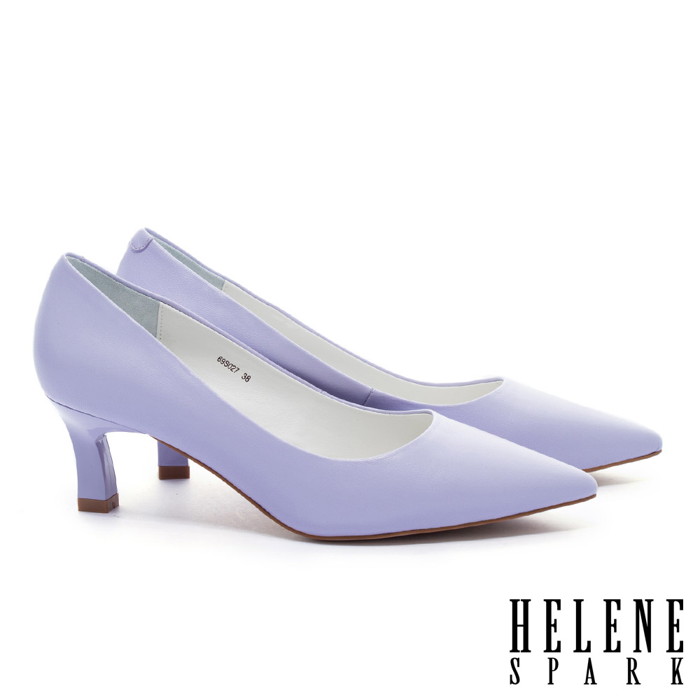 高跟鞋 HELENE SPARK 法式極簡雅緻純色羊皮尖頭高跟鞋－紫
