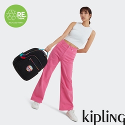 Kipling 黑色撞七彩霓虹機能手提後背包-SEOUL