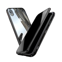 iPhone XR 防窺金屬全包磁吸殼雙面玻璃手機保護殼 XR手機殼 黑色款