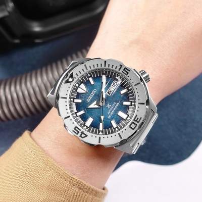 SEIKO 精工 PROSPEX 愛海洋 企鵝遨遊 潛水錶 機械錶 不鏽鋼手錶-深藍色/41mm