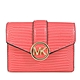 MICHAEL KORS Carmen 金字大圓標Logo鱷魚紋皮革三折式短夾(西柚橘) product thumbnail 1