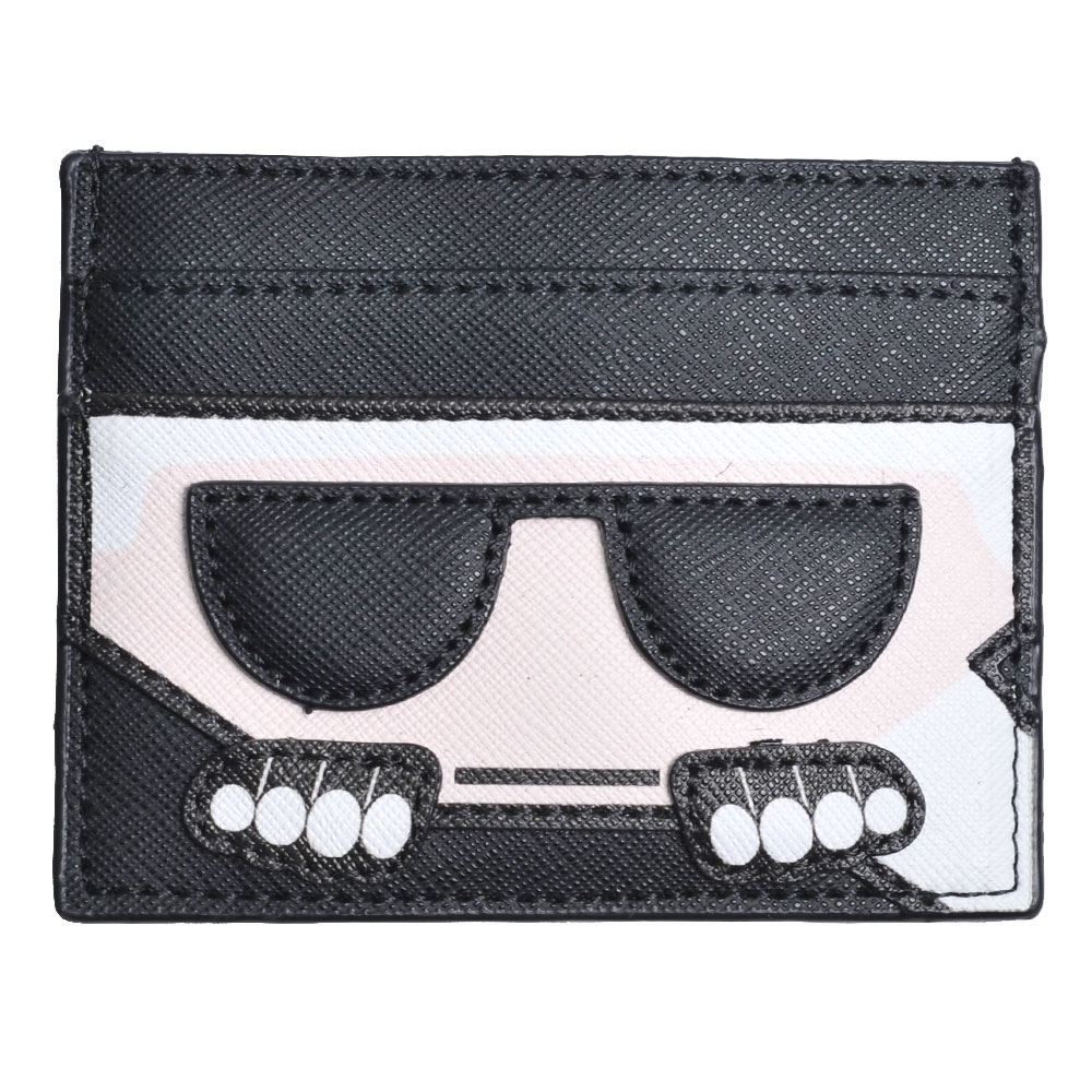 Karl Lagerfeld PARIS 防刮壓紋經典品牌字母圖騰LOGO老佛爺造型機能卡夾(黑)