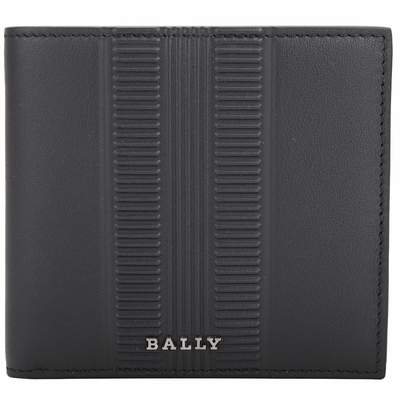 BALLY BRASAI.SH 金屬字母牛皮八卡對折短夾(黑色)