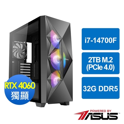 華碩B760平台[摩藤戰警]i7-14700F/32G/RTX 4060/2TB_M2