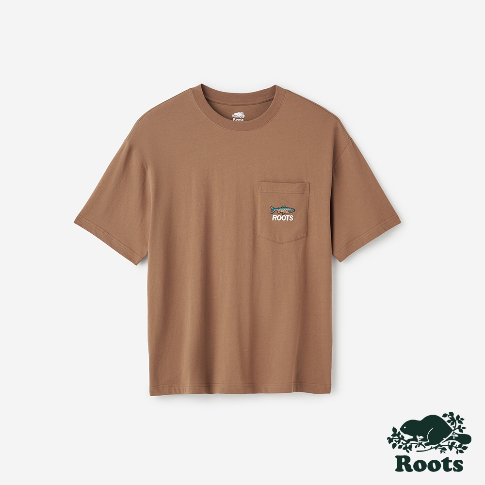Roots 男裝- TRUE NATURE寬版口袋短袖T恤-可可色