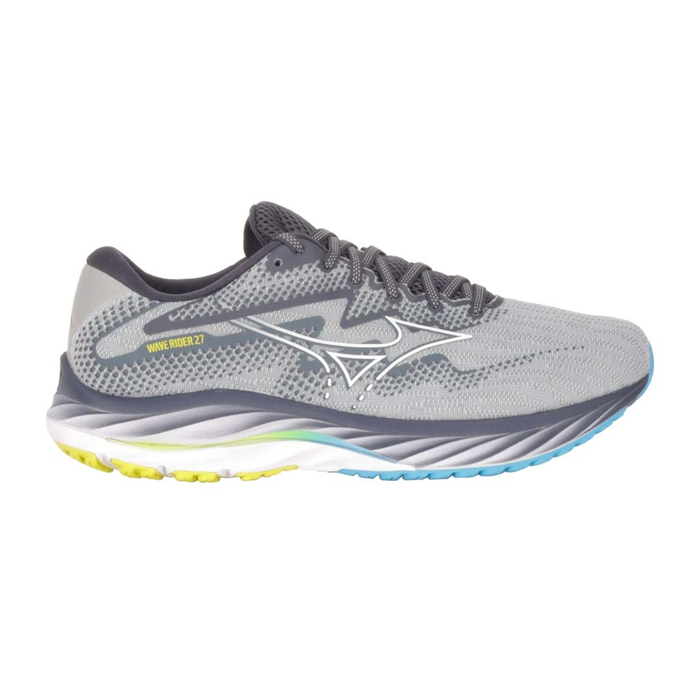 MIZUNO WAVE RIDER 27 SW 男慢跑鞋-4E-美津濃 運動 J1GC230401 灰白藍綠黃