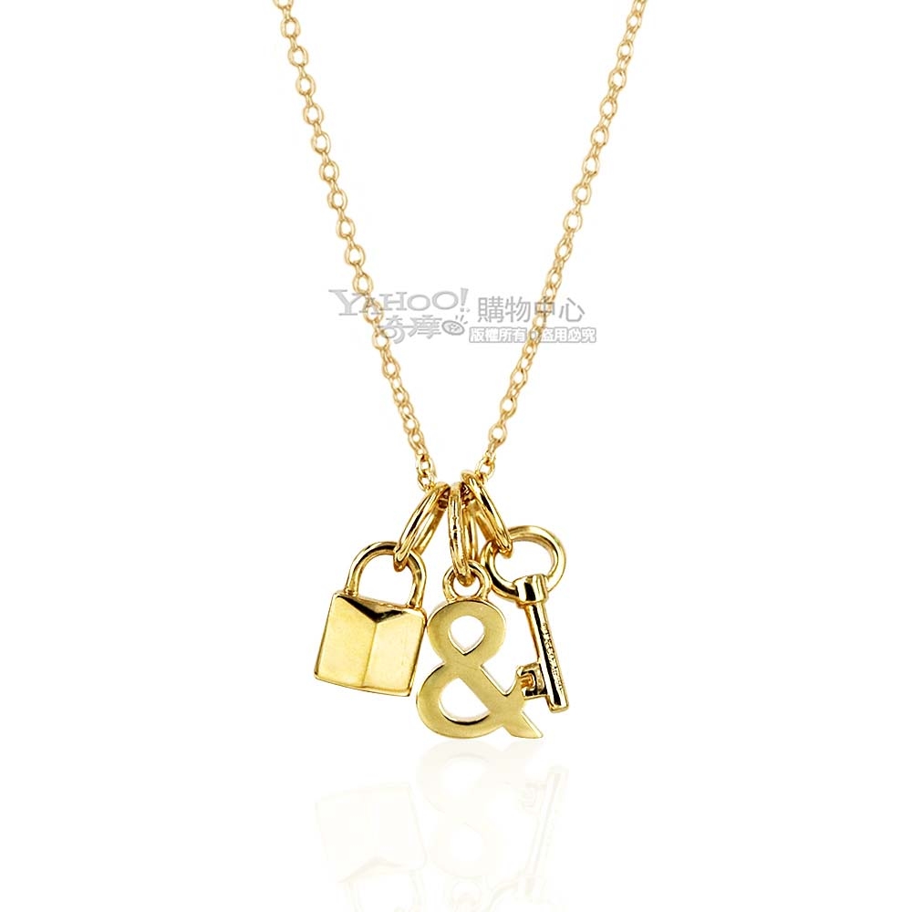 Tiffany & Co. 迷你金鎖"&"鑰匙墜飾18K黃金項鍊