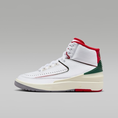 NIKE AIR JORDAN 2 RETRO (GS) 男女大童休閒鞋-白紅綠-DQ8562101