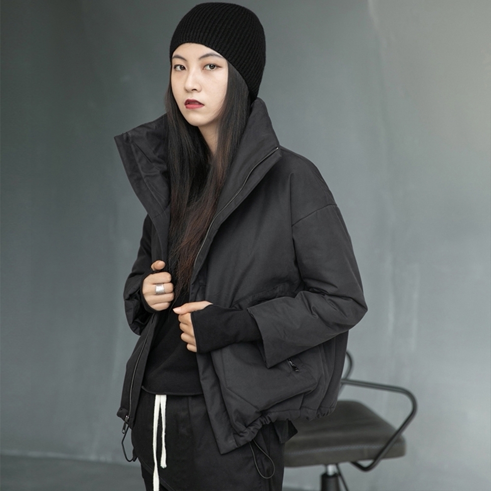 設計所在Style-冬季新款暗黑中性風立領修身短版棉衣外套