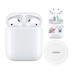 Apple AirPods 2 藍芽耳機(有線版)+保護貼紙+無線充電