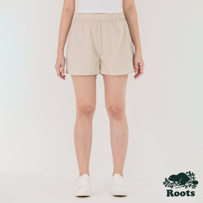 Roots女裝- 喚起自然之心系列 有機棉府綢短褲-燕麥色