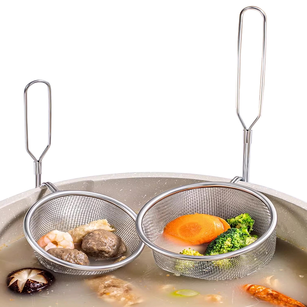 日本SP SAUCE火鍋專用直掛式不銹鋼濾勺(10公分+11.5公分)2入組