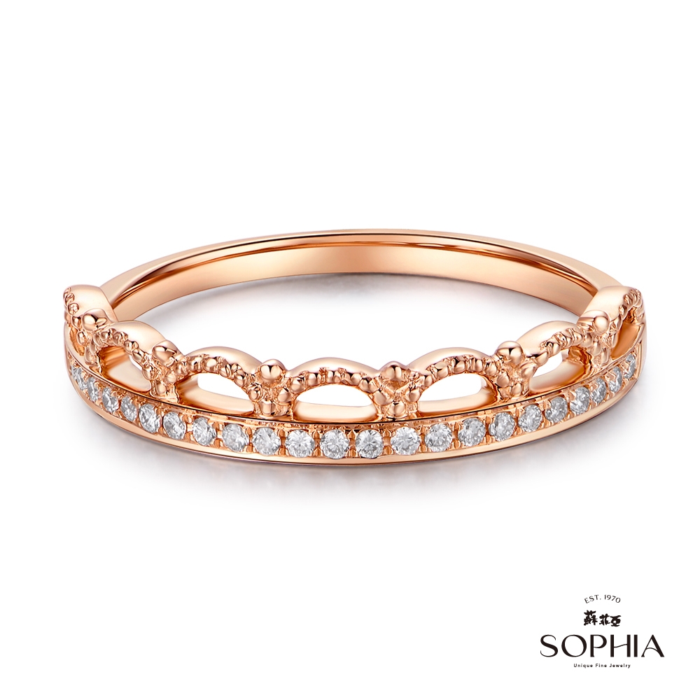 SOPHIA 蘇菲亞珠寶 - 公主皇冠 18K玫瑰金 鑽石戒指