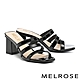 拖鞋 MELROSE 美樂斯 俐落多條帶造型亮牛漆皮方頭高跟拖鞋－黑 product thumbnail 1