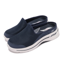 Skechers 休閒鞋 Go Walk Arch Fit 女鞋 懶人鞋 好穿脫 外出輕便 緩震 支撐 藍 白 124481NVW