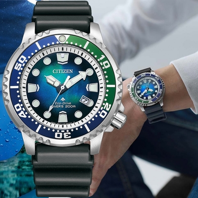 CITIZEN 星辰 千彩之海 UNITE with BLUE 限量 PROMASTER 光動能200米潛水錶 送禮首選 BN0166-01L