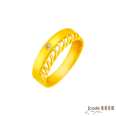 J'code真愛密碼 浪漫朵朵黃金/水晶男戒指
