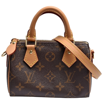 LV Louis Vuitton路易威登 M81085經典NANO SPEEDY Monogram帆布印花手提/斜背小包