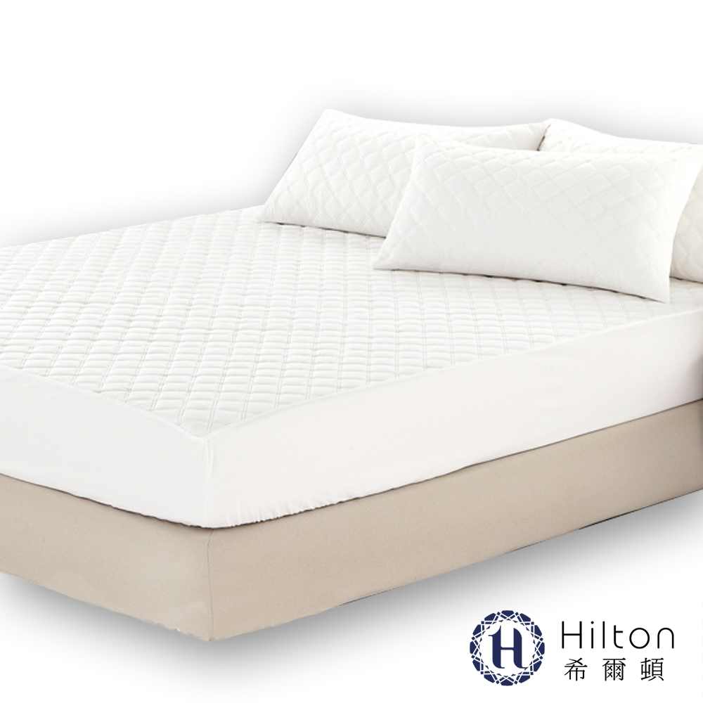 【Hilton 希爾頓】 台灣製造 雙面防潑水天鵝絨單人舖棉床包式保潔墊