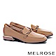 低跟鞋 MELROSE 經典知性交織條細帶全真皮樂福低跟鞋－米 product thumbnail 1