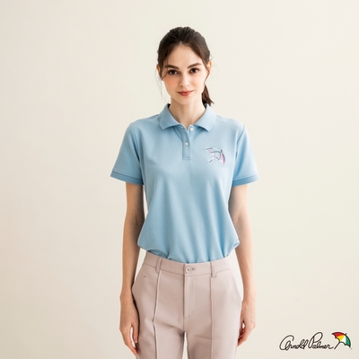 Arnold Palmer -女裝-左胸線條品牌LOGO刺繡POLO衫-天空藍