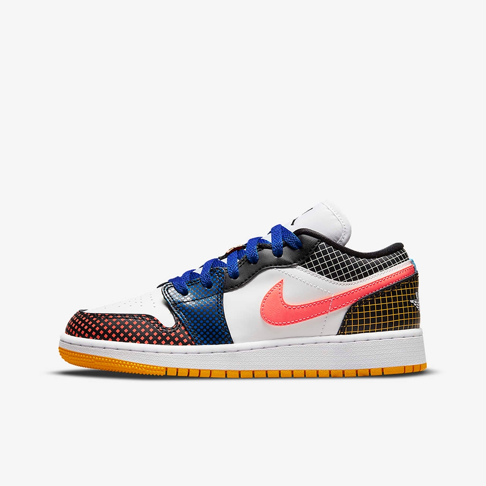 NIKE AIR JORDAN 1 LOW MMD BG 大童籃球鞋-白黑藍-DH7547100