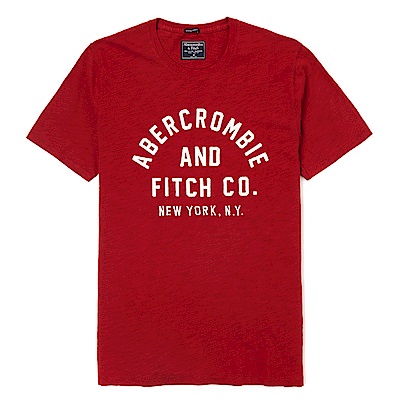 麋鹿 AF A&F 經典電繡文字短袖T恤-紅色